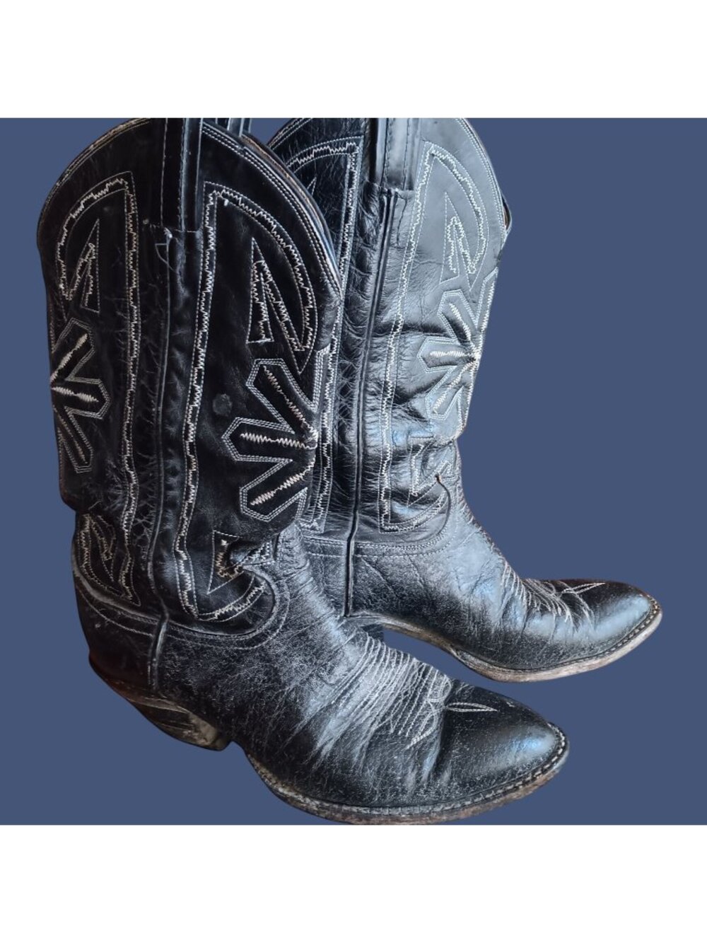 Tony Lama Black Label 8.5D Vintage Cowboy Boots Men's Leather 1970's USA